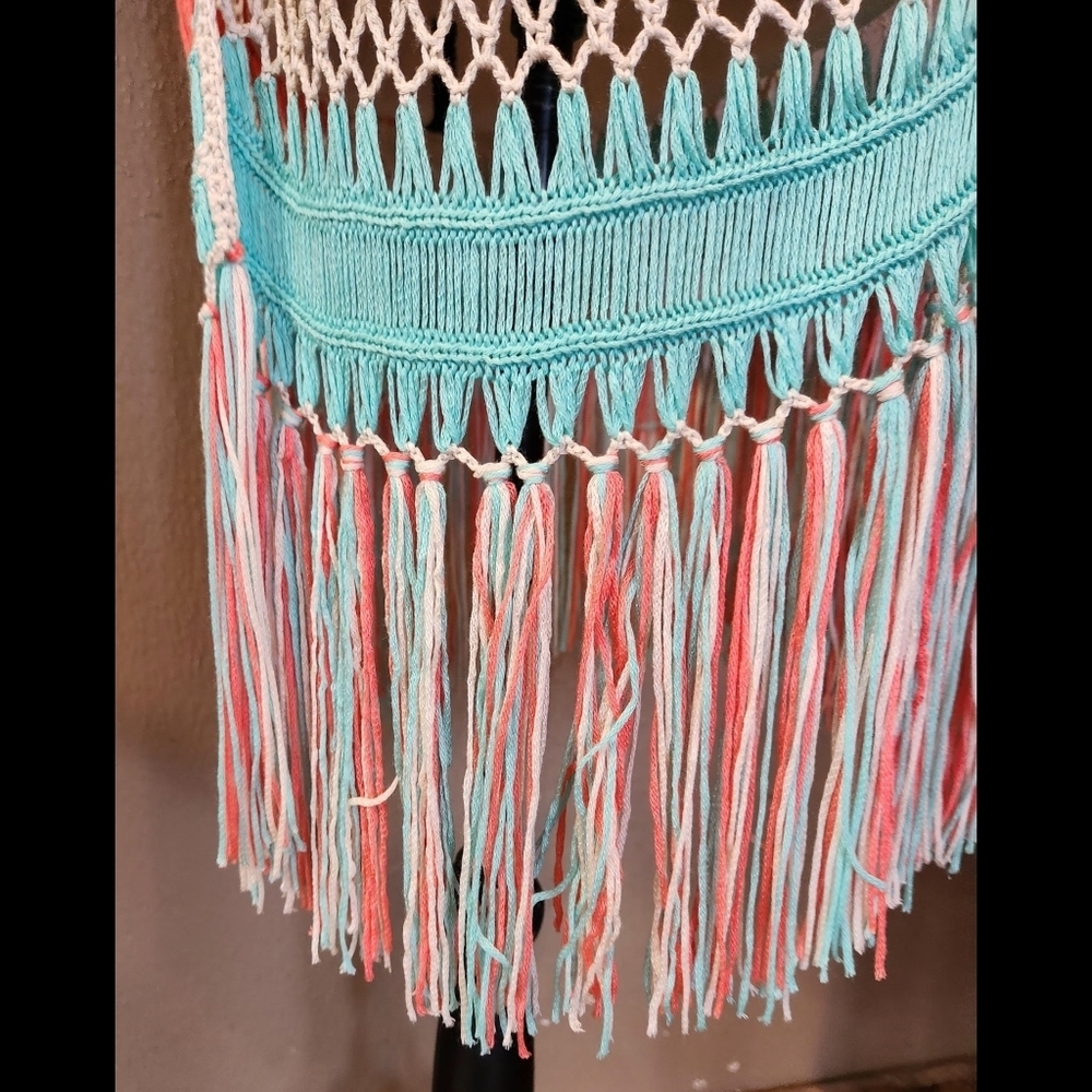 Frazzle Crochet Fringe Vest Sz L - Picture 6 of 9